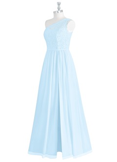 Azazie Demi Bridesmaid Dresses A-Line One Shoulder Chiffon Floor-Length Dress image10