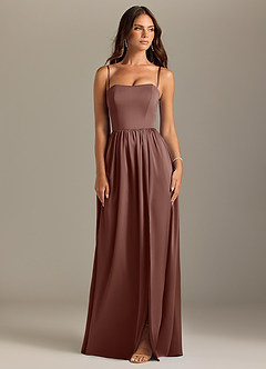 Azazie Calianna Bridesmaid Dresses Espresso A-Line Off the Shoulder Stretch Satin Convertible Dress image8