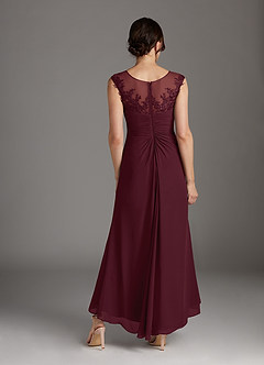 Azazie Endora Mother of the Bride Dresses Cabernet A-Line Scoop Lace Chiffon Dress image4