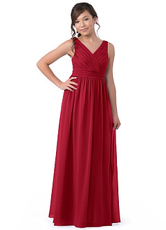 Azazie Kora Vestido de Islas Bermudas de Gasa/ Chiffon de Acampanado con Plisado image4