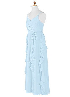 Azazie Peyton Junior Sky Blue A-Line V-Neck Cascading Ruffles Chiffon Dress image8