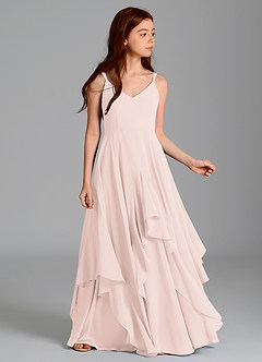 Azazie Karan Junior Vestido de Pétalo De Rosa de Gasa de Corte en A image3