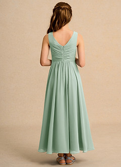 Azazie Ducky Girls Formal Sukienki dla dziewczynek sypiących kwiaty Linia A Pofałdowany Szyfon Długość kostki Sukienka image2