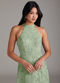 Azazie Clarice Brautjungfernkleider A-Linie Seitliche Cut-Outs Blumen-Burnout Kleid Staubiger Salbeigrün image5