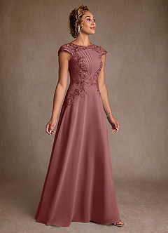 Azazie Christi Abiti per la Madre della Sposa Abito A-Line in Chiffon Pizzo Rosa Del Deserto image3
