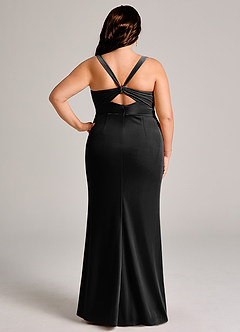 Azazie Mero 신부 들러리 드레스 인어 주름진 벨벳 바닥 길이 드레스 image14