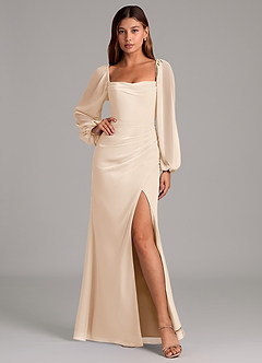 Azazie Brixley Bridesmaid Dresses White Alabaster Mermaid Long Sleeve Chiffon Dress image6