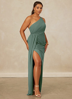 Christian Siriano Bridal for Azazie 1003 Bridesmaid Dresses Eucalyptus Sheath One Shoulder Chiffon Dress image12