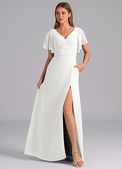 Azazie Ambrosia Šaty pro družičky A-Line Plisovaný Šifón Délka podlahy Šaty image3