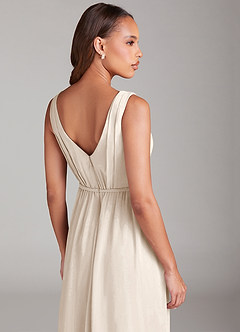 Azazie Tanicia Bridesmaid Dresses White Alabaster A-Line Pleated Chiffon Dress image6