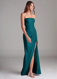 Azazie Leonis Bridesmaid Dresses Peacock Sheath Strapless Stretch Crepe Convertible Dress image6