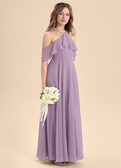 Azazie Tessabelle Junior Wisteria A-Line Off the Shoulder Chiffon Dress image5