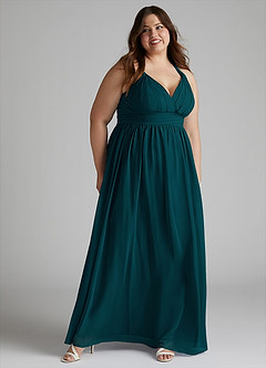Azazie Ashia Bridesmaid Dresses Pine A-Line Pleated Chiffon Dress image9