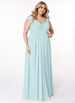 Azazie Kaitlynn Abiti da Damigella Abito Convertibile Impero in Chiffon Increspato Sea Glass image12