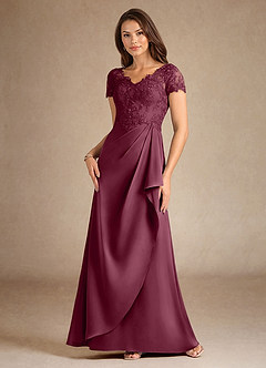 Azazie Santa Ana Mère de la mariée Robes Robe Trapèze en Satin extensible Dentelle Mûre image4
