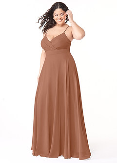 Azazie Avelina Bridesmaid Dresses Bronzer A-Line V-Neck Pleated Chiffon Dress image8