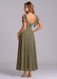 Azazie Leilani Robes de demoiselle d'honneur Robe Trapèze en Mousseline de soie Rayé Vert Saule image5