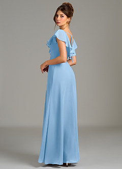 Azazie Kimmy Bridesmaid Dresses Powder Blue A-Line Ruched Chiffon Dress image2