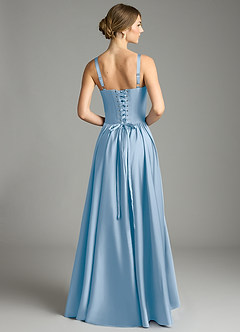 Azazie Evadina Suknie dla druhen Linia A Gorset Satyna elastyczna Do ziemi Sukienka image2