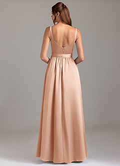 Azazie Elliott Bridesmaid Dresses Rose Gold A-Line with Pockets Stretch Satin Dress image6