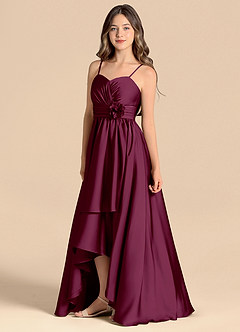 Azazie Catalina Junior Vestido de Mora de Satén Elástico de Corte en A con Escote de Corazón image6