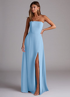 Azazie Wren Bridesmaid Dresses Powder Blue A-Line Side Slit Chiffon Convertible Dress image1