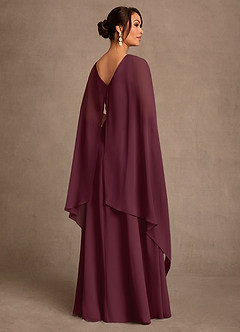 Azazie Liddie vestidos de madre de la novia Vestido de Cabernet de Gasa de Corte en A con Plisado image3