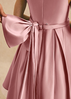 Azazie Josie Flower Girl Dresses Dusty Rose A-Line Pleated Matte Satin Dress image6