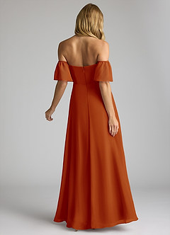 Azazie Sue Robes de demoiselle d'honneur Robe Trapèze Convertible en Mousseline de soie Épaule décolletée Paprika image4