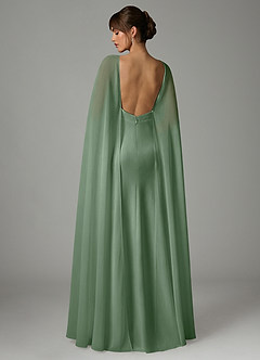 Azazie Stefania Robes de demoiselle d'honneur Robe Trapèze en Satin extensible Matcha image4