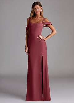 Azazie Callan Robes de demoiselle d'honneur Robe Sirène Convertible en Mousseline de soie Plissée Merlot image1