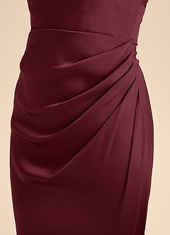 Azazie Renna Junior Vestido de Cabernet de Satén Elástico de Corte En A con Plisado image7