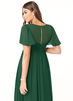 Azazie Verna Maternity Bridesmaid Dresses A-Line V-Neck Ruched Chiffon Floor-Length Dress image6