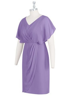 Azazie Julia Abiti per la Madre della Sposa Abito Tubino in Chiffon con Scollo a V a Pieghe Tahiti image8