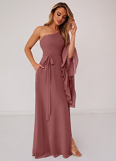 Barbie ♥ Azazie Bridesmaid Dresses Amethyst A-Line Long Sleeve Chiffon Dress image4
