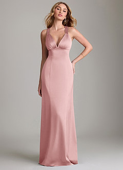 Azazie Cemion Bridesmaid Dresses Dusty Rose A-Line Stretch Satin Dress image1