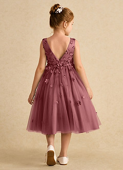 Azazie Lana Flower Girl Dresses Amethyst A-Line Sleeveless Matte Satin Dress image2