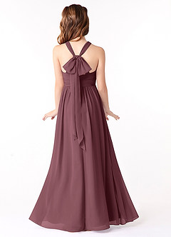 Azazie Jaylah Junior Sangria A-Line Ruched Chiffon Dress image1