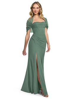 Azazie Zia Robes de demoiselle d'honneur Robe Fourreau Convertible en Mousseline de soie Fente Latérale Eucalyptus image3