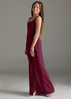 Azazie Mero Junior Mulberry Mermaid Pleated Stretch Satin Dress image4