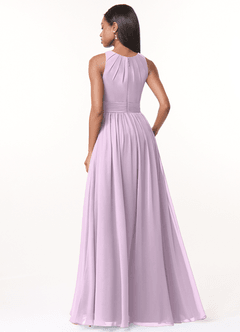 Azazie Harper Bridesmaid Dresses Frosted Lilac A-Line Pleated Chiffon Dress image2