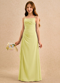 Azazie Cannoli Girls Formal Flower Girl Dresses Lemon Sorbet A-Line Pleated Chiffon Dress image3