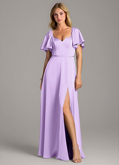 Azazie Chloe Robes de demoiselle d'honneur Robe Trapèze en Satin extensible Encolure en Forme de Cœur Lilas image4