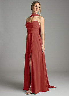 Azazie Ayla Abiti da Damigella Abito A-Line in Chiffon Scollo a Cuore Terracotta image8