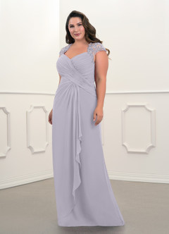 Azazie Birdie Mother of the Bride Dresses Fog A-Line Queen Anne Sequins Chiffon Dress image28
