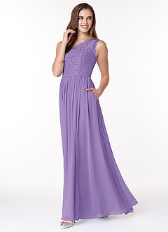 Azazie Demi Bridesmaid Dresses Tahiti A-Line One Shoulder Chiffon Dress image3