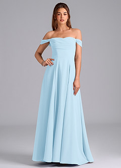 Azazie Almina Venta Final Vestido de Azul Cielo de Gasa de Corte en A Convertible con Vestidos sin tirantes image1