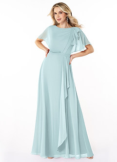 Azazie Aaliyah vestidos de dama de honor modestos Vestido de Corte En A Plisado Scoop Hasta el suelo Gasa image1