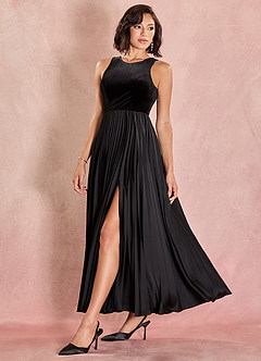 Lilith Black Pleated Maxi Dress image1