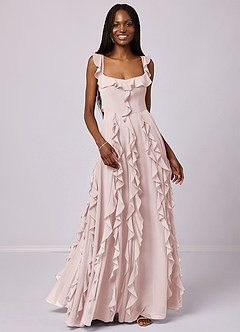 Barbie ♥ Azazie Bridesmaid Dresses Blushing Pink A-Line with Pockets Chiffon Dress image4